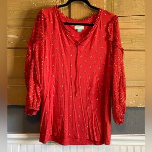Women’s Anthropologie Mixed Fabric Top